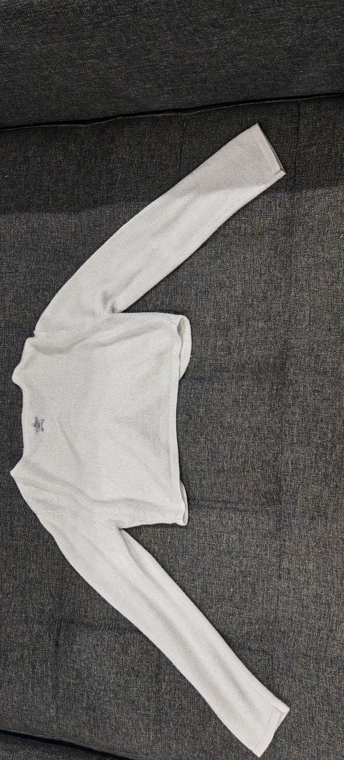 Gilet gris pailletée argent 3 pommes taille 4-5ans - photo numéro 3