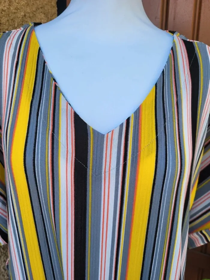Robe fluide côtelé rayures multicolore vetistyle taille 54 - photo numéro 4