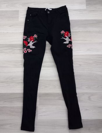 Jean femme skinny noir avec broderie Luizacco taille M
