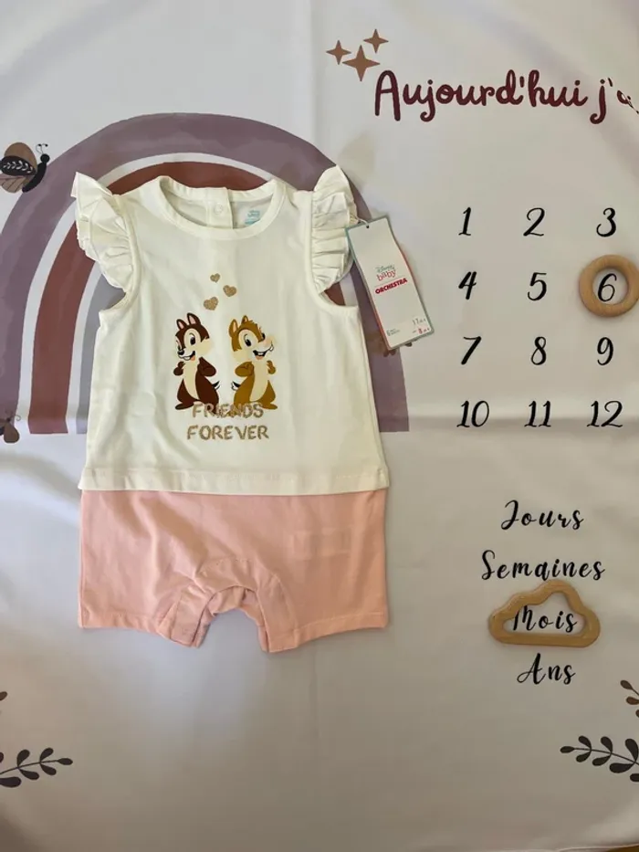 Combinaison été bébé fille - 6 mois / 67 cm - Orchestra Disney Baby (neuf avec étiquette)