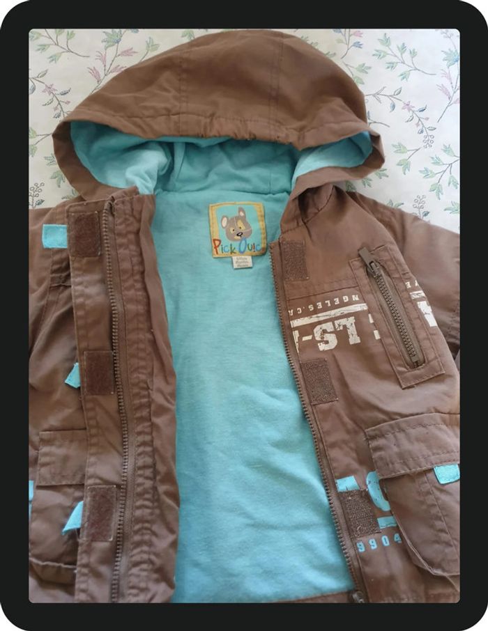 veste/coupe vent garçon marron/bleu Pick ouic 6 mois - photo numéro 2