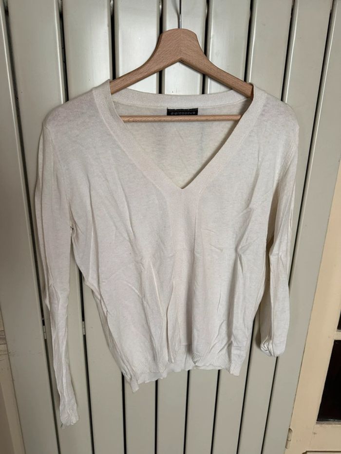 Pull blanc avec paillettes diplodocus S/M