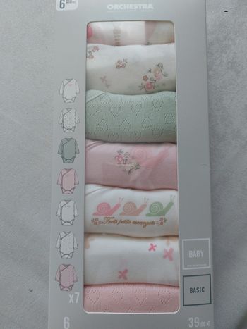 Pack 7 bodies Orchestra fille 6 mois neufs