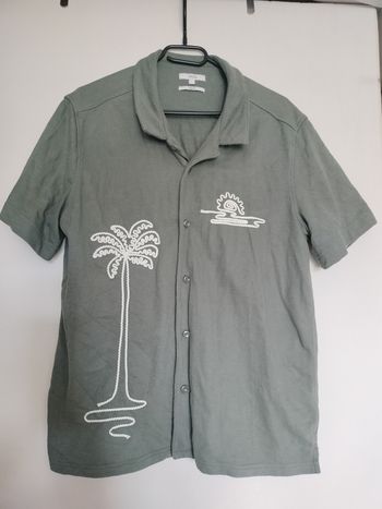 Chemise homme en coton kaki