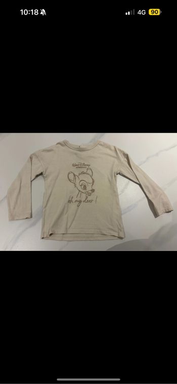 T-shirt manches longues crème/beige Disney bambi 36 mois