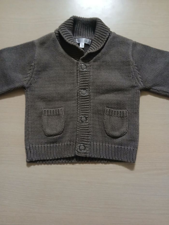 Gilet bebe garcon taille 3/6 mois en coton a pression +2 poche - photo numéro 2