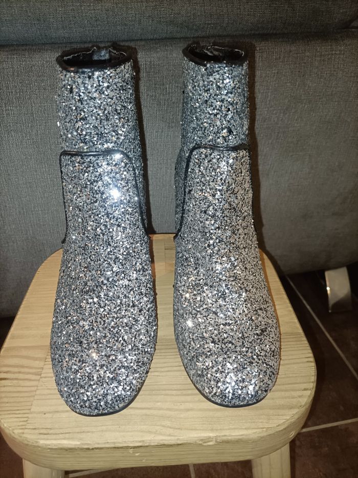 Bottines argentées paillettes