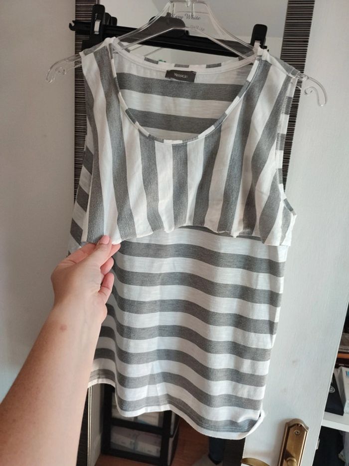 Débardeur rayé gris et blanc - photo numéro 3