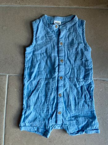 Combishort en gaze bleu 24 mois