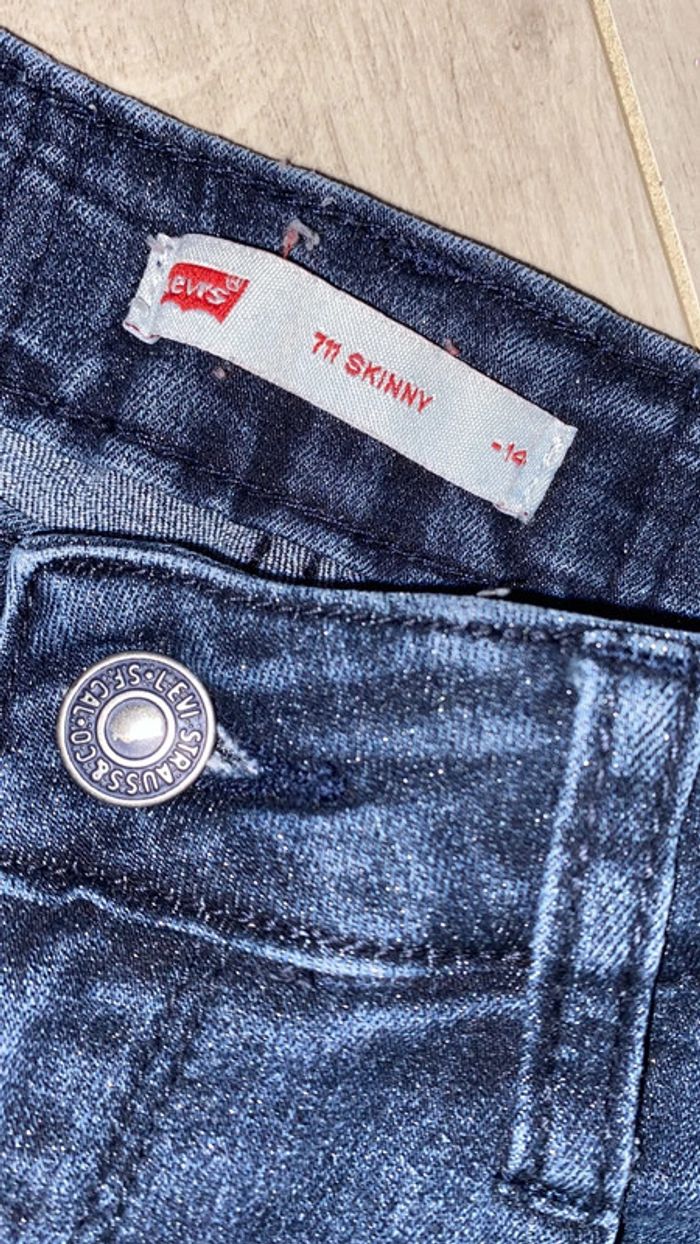 14 ans - jeans Lévis 711 skinny bleu foncé pailleté - photo numéro 5