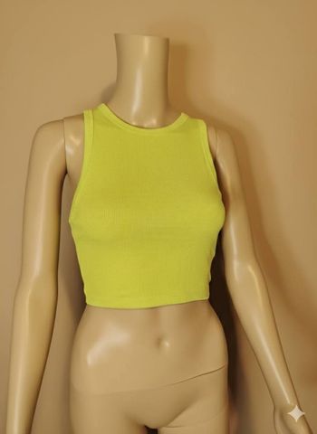 Débardeur côtelé vert fluo Zara - Taille S - NEUF