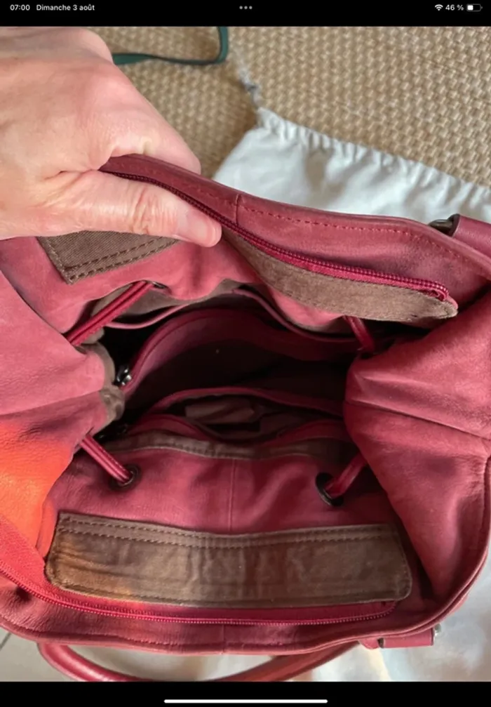 Sac cuir bourse fuchsia - photo numéro 5