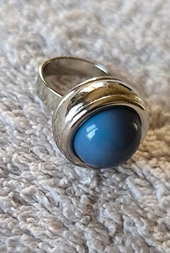 Bague ronde, bleu, Taille 54