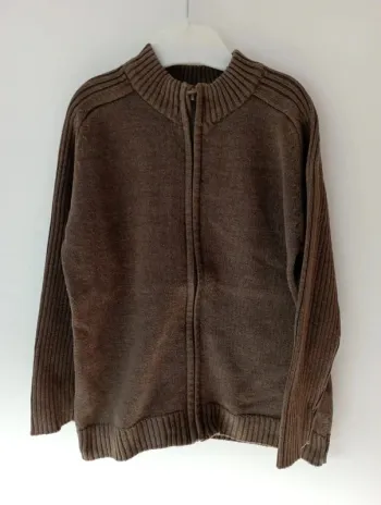 Pull zippé en maille vert kaki Tex 4-5 ans