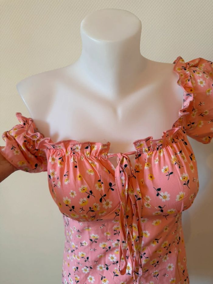 Robe d’été rose à fleur en très bon état taille M SHEIN - photo numéro 4