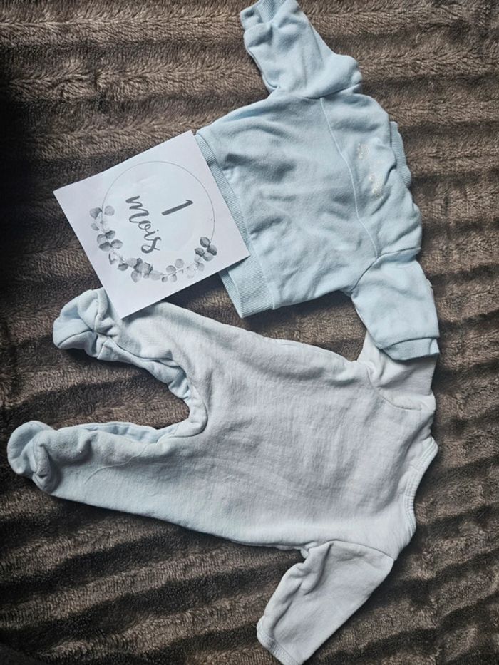 Ensemble 1 mois garçon gilet et pyjama manches longues - photo numéro 2