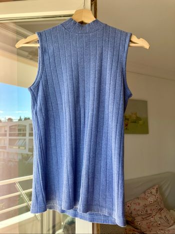 Débardeur bleu 100% coton Vintage