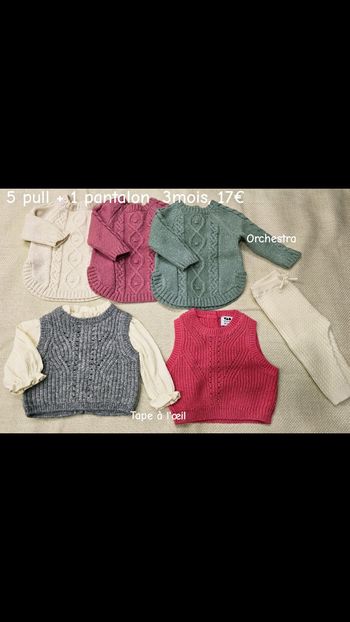 5 Pulls effet pailleté,  3 mois