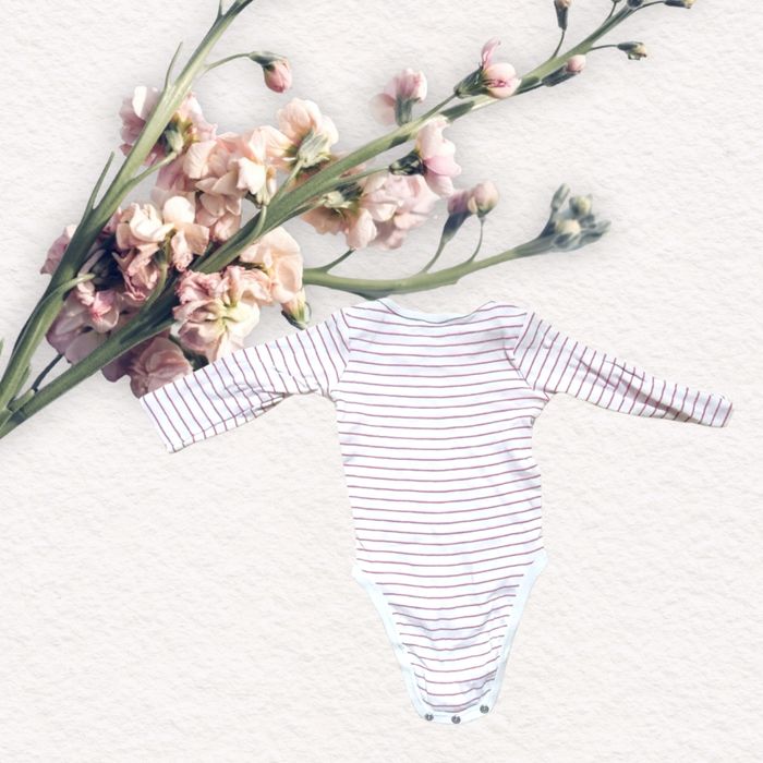 Body bébé fille manches longues rayé Rose/Blanc taille 9 mois - photo numéro 2