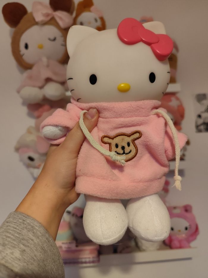 peluche doudou veilleuse hello kitty sanrio sweat à capuche rose - photo numéro 3