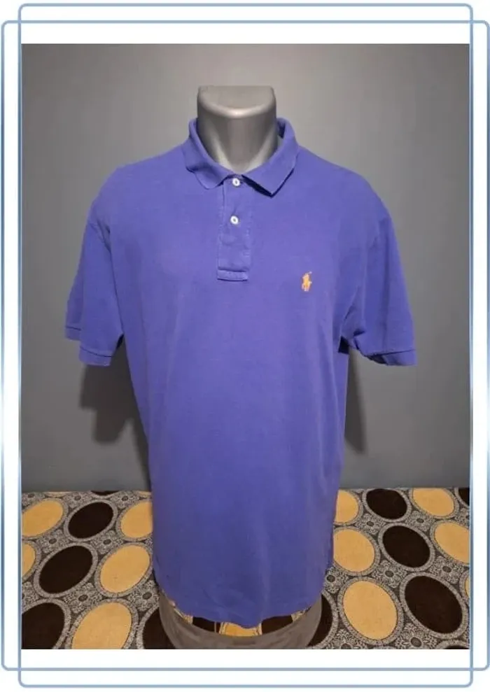 Polo Ralph Lauren violet  - taille L  homme - 100% coton- logo brodé orange (364)