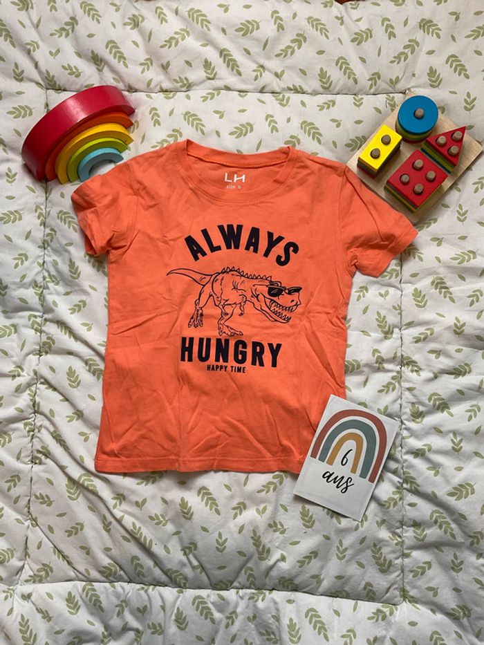 teeshirt manches courtes orange la halle 6 ans