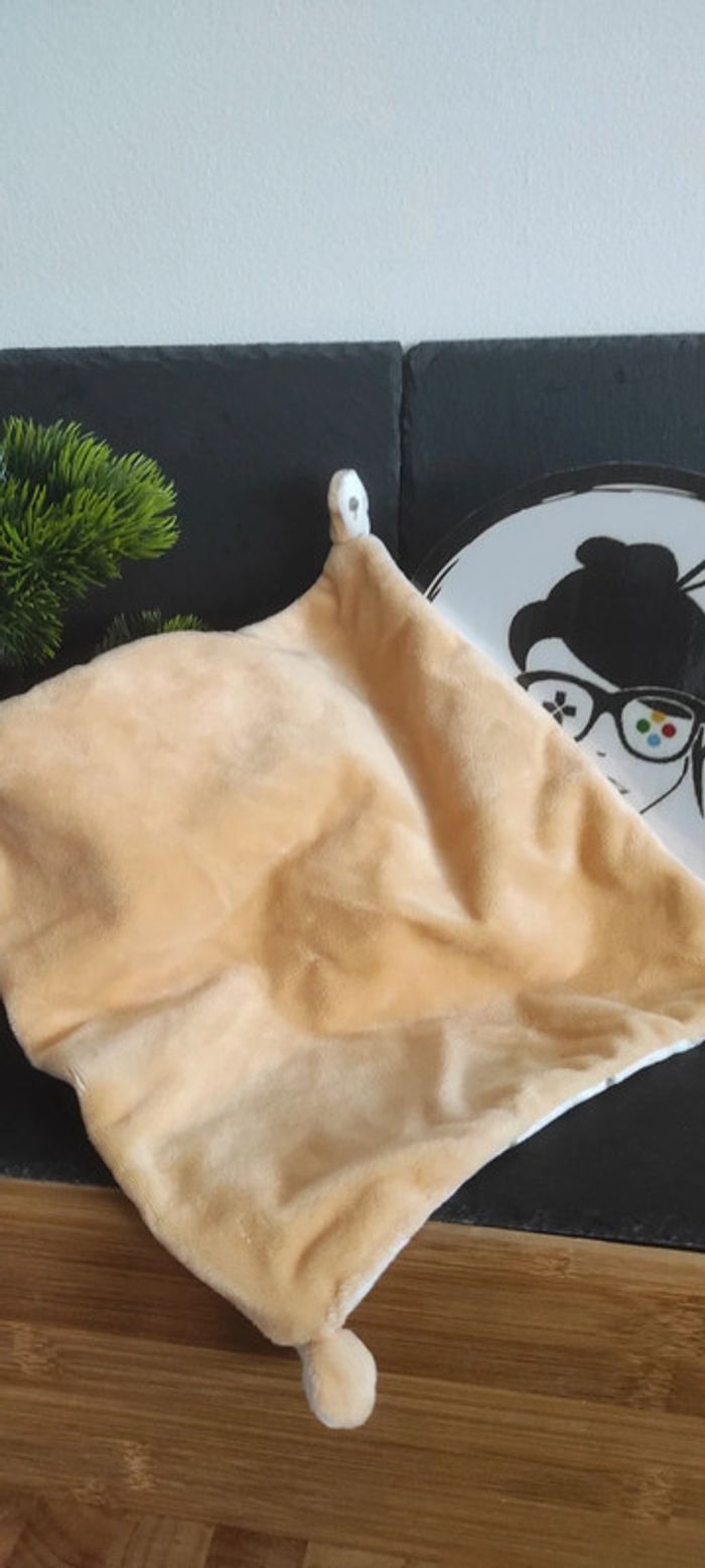 Doudou plat Renard blanc beige marron feuilles B&M Orange Gris carré Plat - photo numéro 2