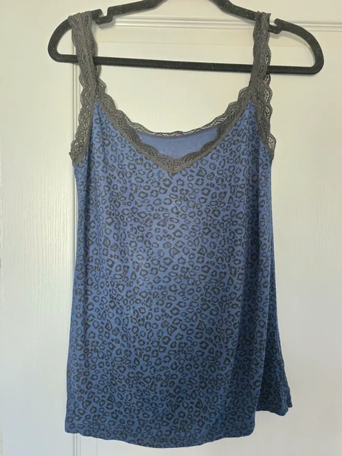 Débardeur léopard bleu femme S Camaïeu