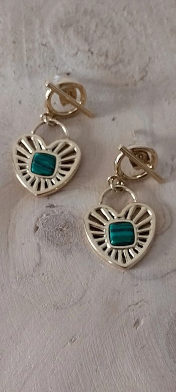 Boucles d'oreilles Bohm coeur malachite