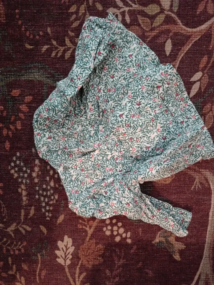Chemise manches longues fleurs roses Vertbaudet 67cm - photo numéro 3
