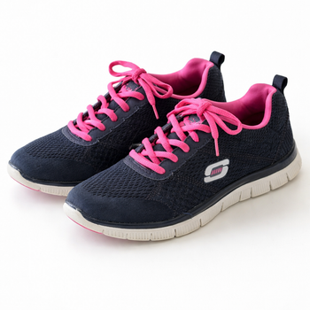 Skechers femme 36 - baskets sport bleu marine et rose - bon état