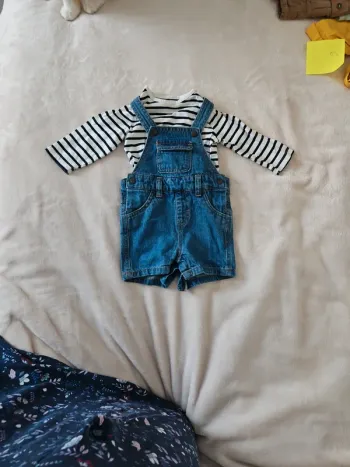 Salopette jeans Tee-shirt marin