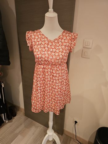 robe fille gemo fleurie orange manches volantées 10 ans