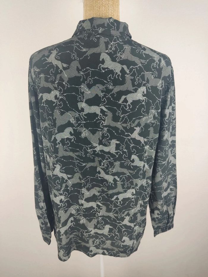 Chemise manches longues boutonnée motifs chevaux noirs et blancs taille 42 Esprit - photo numéro 2