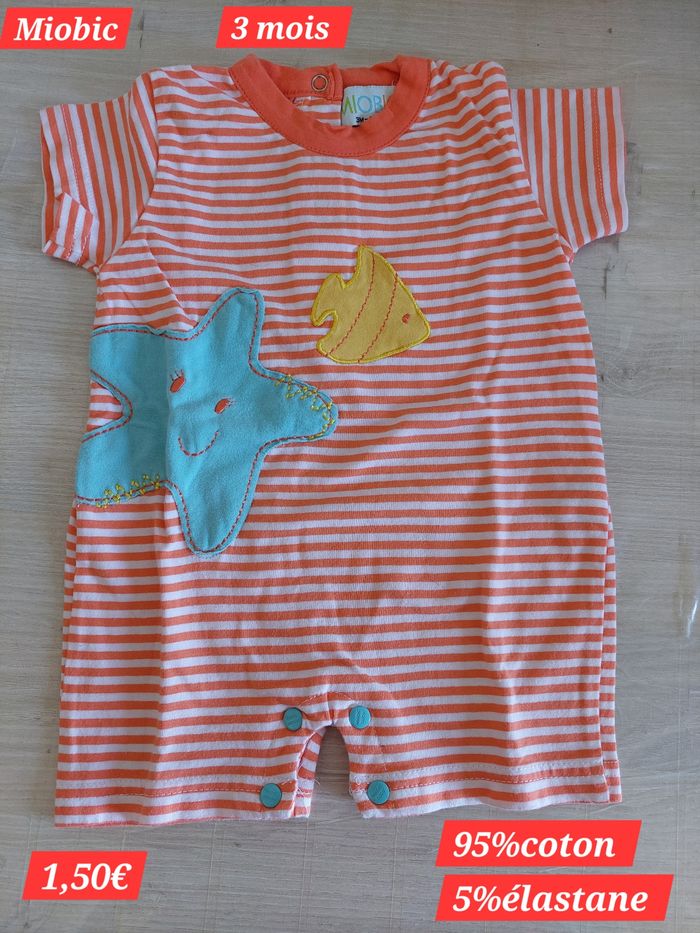 Combishort motif étoile et poisson 3 mois - photo numéro 1