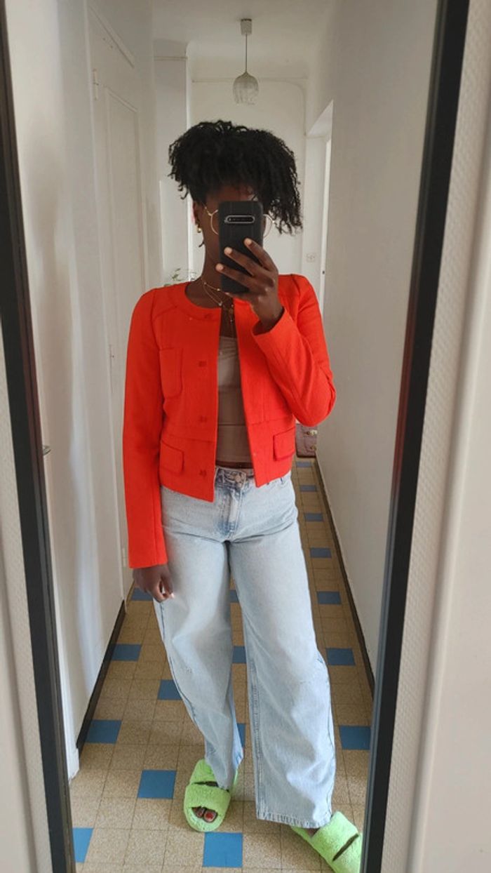 Magnifique veste courte orange - photo numéro 3