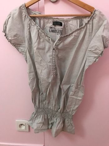 Blouse Only grise et blanche rayures M
