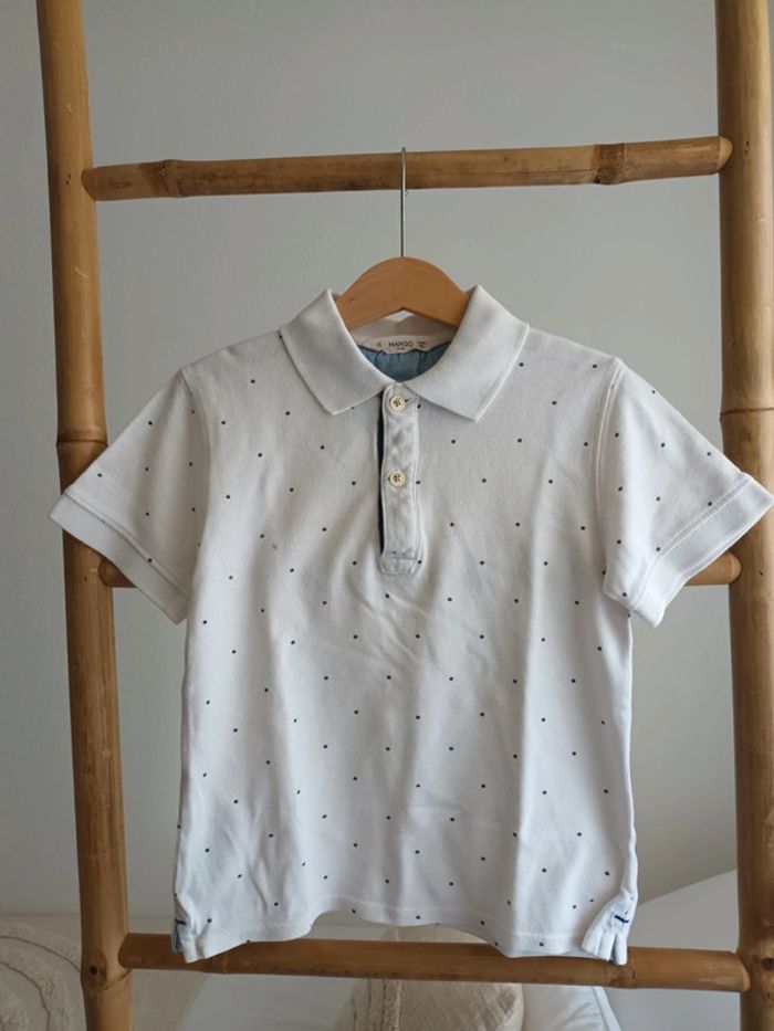 Polo blanc à pois Mango Kids 5/6 ans