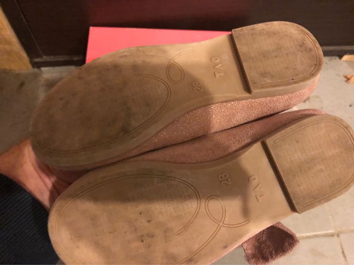 Ballerines tape à l’œil 28 très bon état vieux rose pale - photo numéro 3