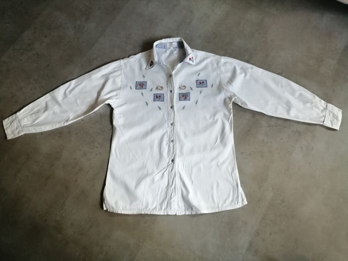 chemisier manches longues brodé blanc en coton Taille 2 Garance - photo numéro 1