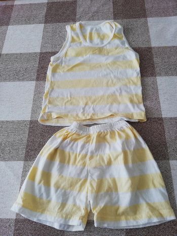 Ensemble débardeur short blanc/jaune 24 mois