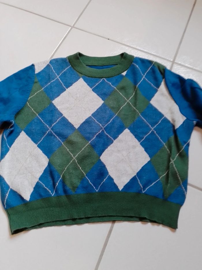 Pull femme croq top à carreaux vert et bleu Shein - photo numéro 8