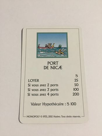 Carte port de Nice pièce détachée jeu de société Monopoly le tour de Gaule d'Astérix Hasbro #A53