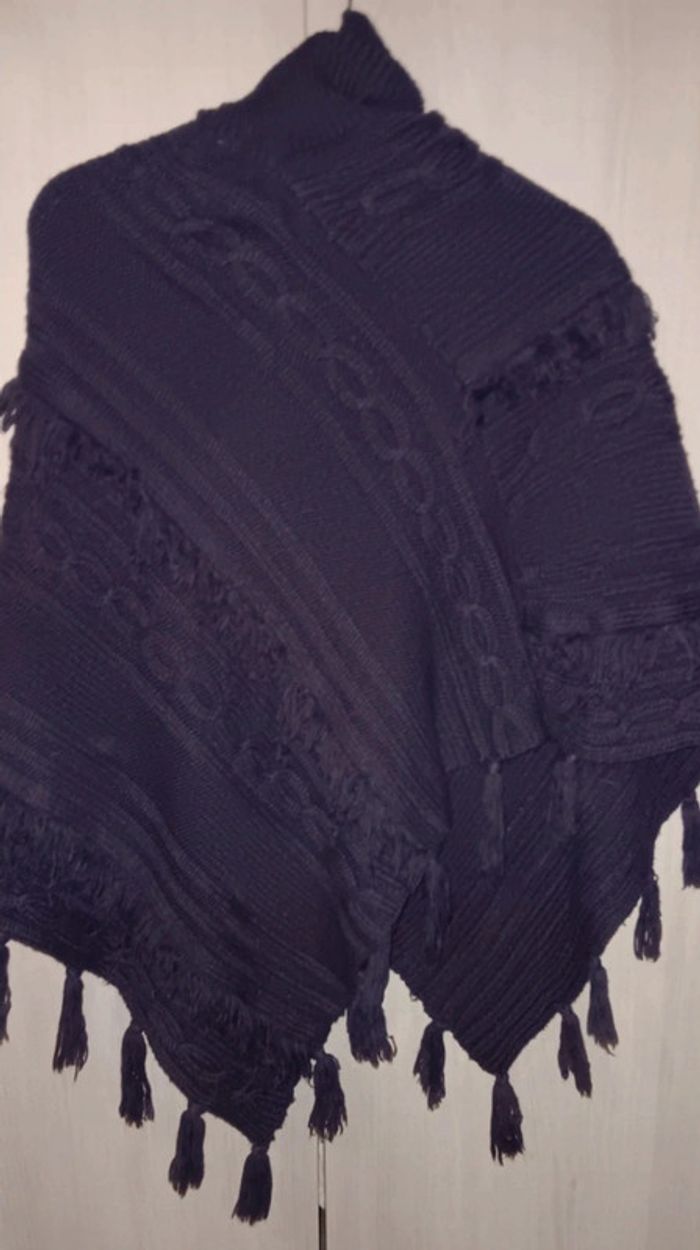 Poncho violet femme