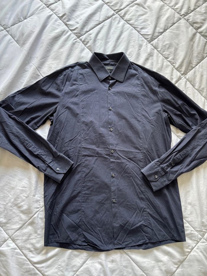 Chemise bleu marine homme black tag by Zara man slim fit ajustée début 2000 y2k taille M - photo numéro 4