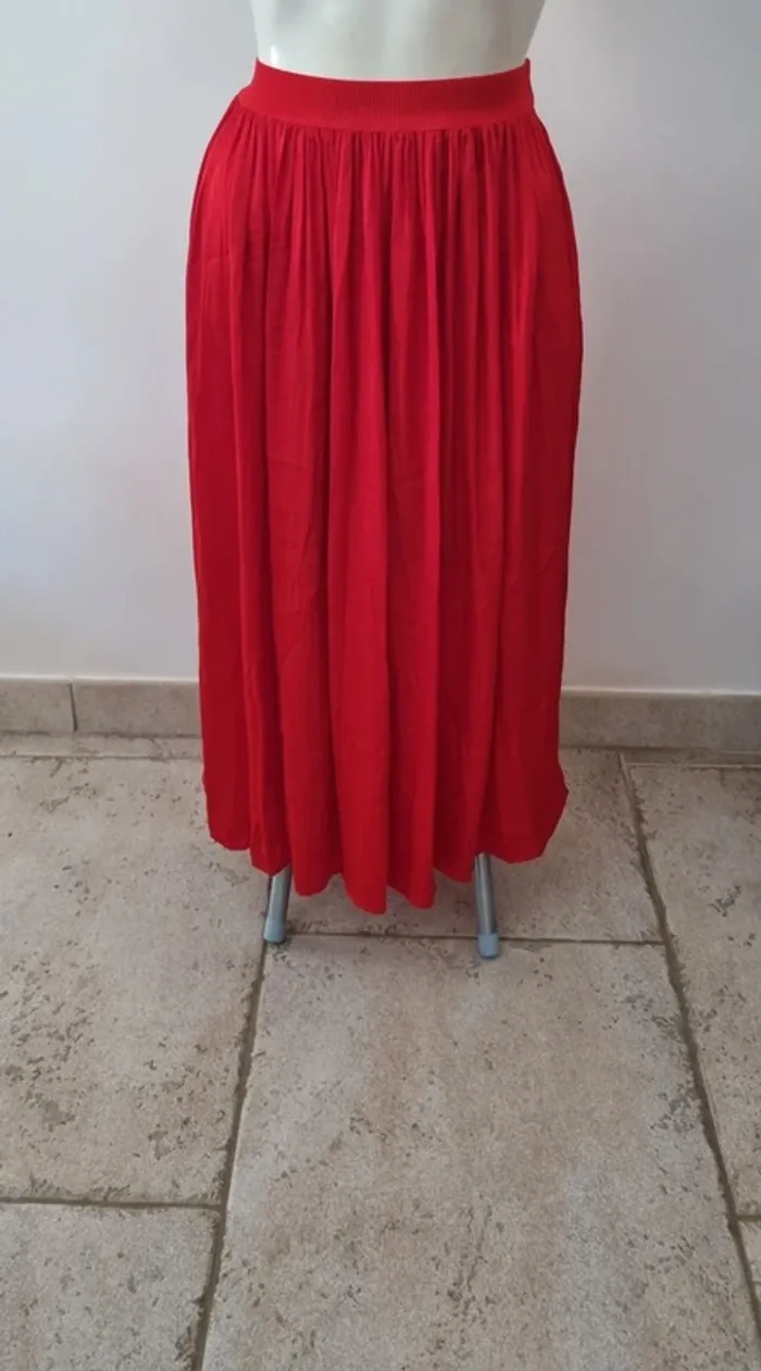 Jupe midi satiné rouge 38 monoprix - photo numéro 5