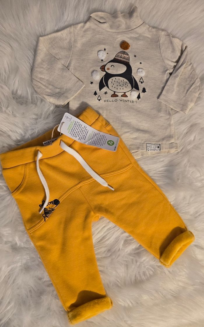 🥰😍💙 Ensemble sous pull et pantalon molleton intérieur polaire 9mois  garçon 💙😍🥰