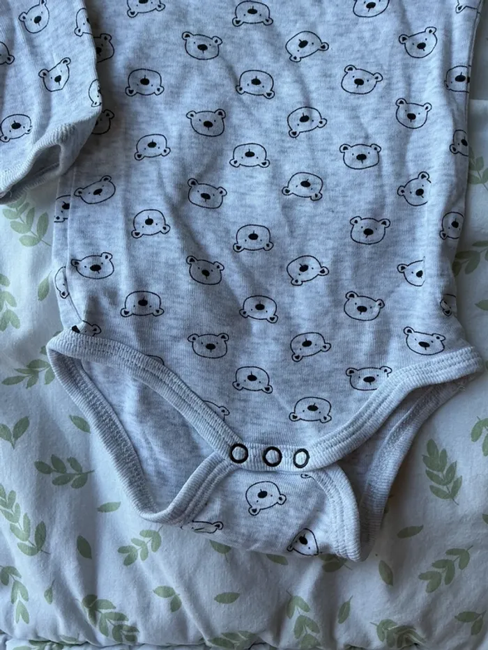 body manches longues gris motifs ours 12 mois poco piano - photo numéro 5