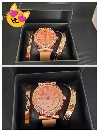 Coffret montre et 2 bracelets doré