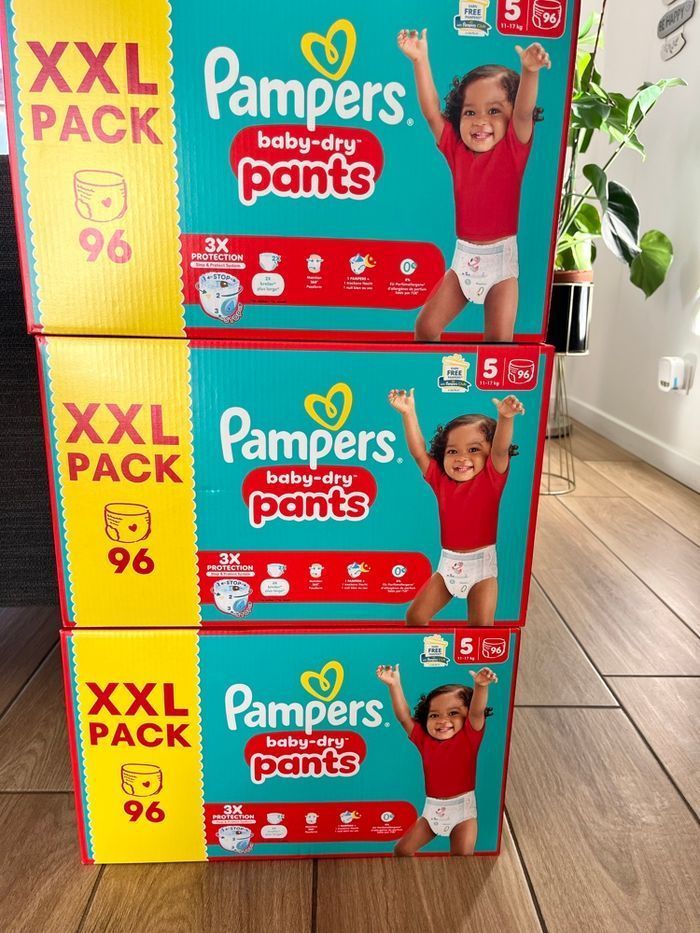 3 Packs Pampers Baby-Dry Pants Taille 5 XXL – 288 pants – Neufs scellés